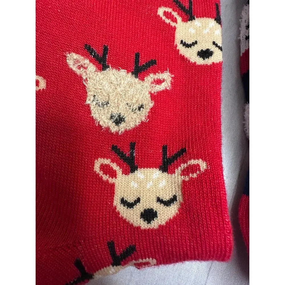 Wondershop Women's Christmas Crew Socks Santa Reindeer 2pk‎ One Size NEW